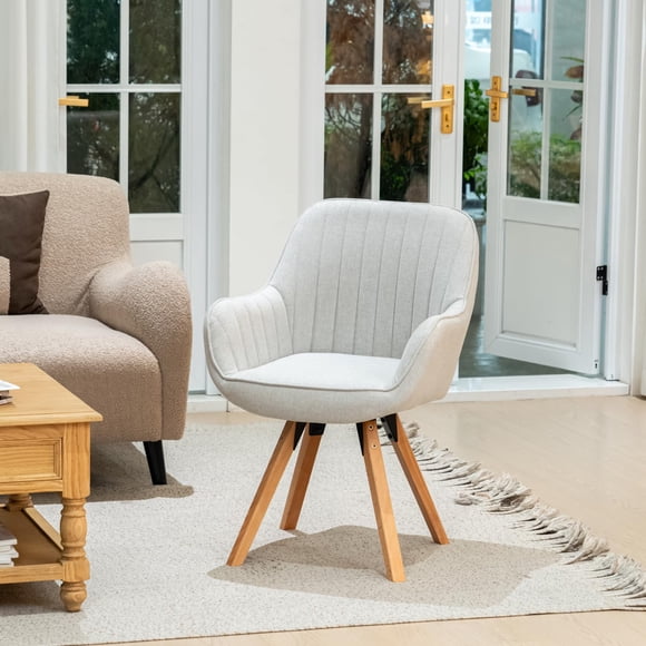 Silla Sillón FurnitureR Silla de Comedor Individual Giratoria Beige