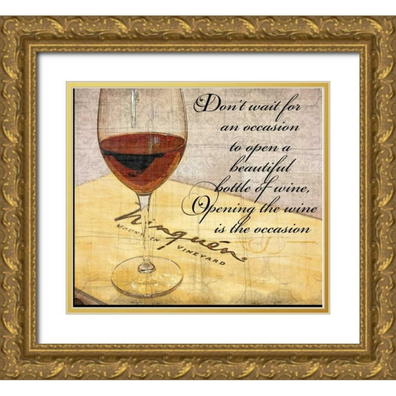 Wolk, Lisa 17x15 Gold Ornate Wood Framed with Double Matting Museum Art Print Titled - Wine is the Occasion