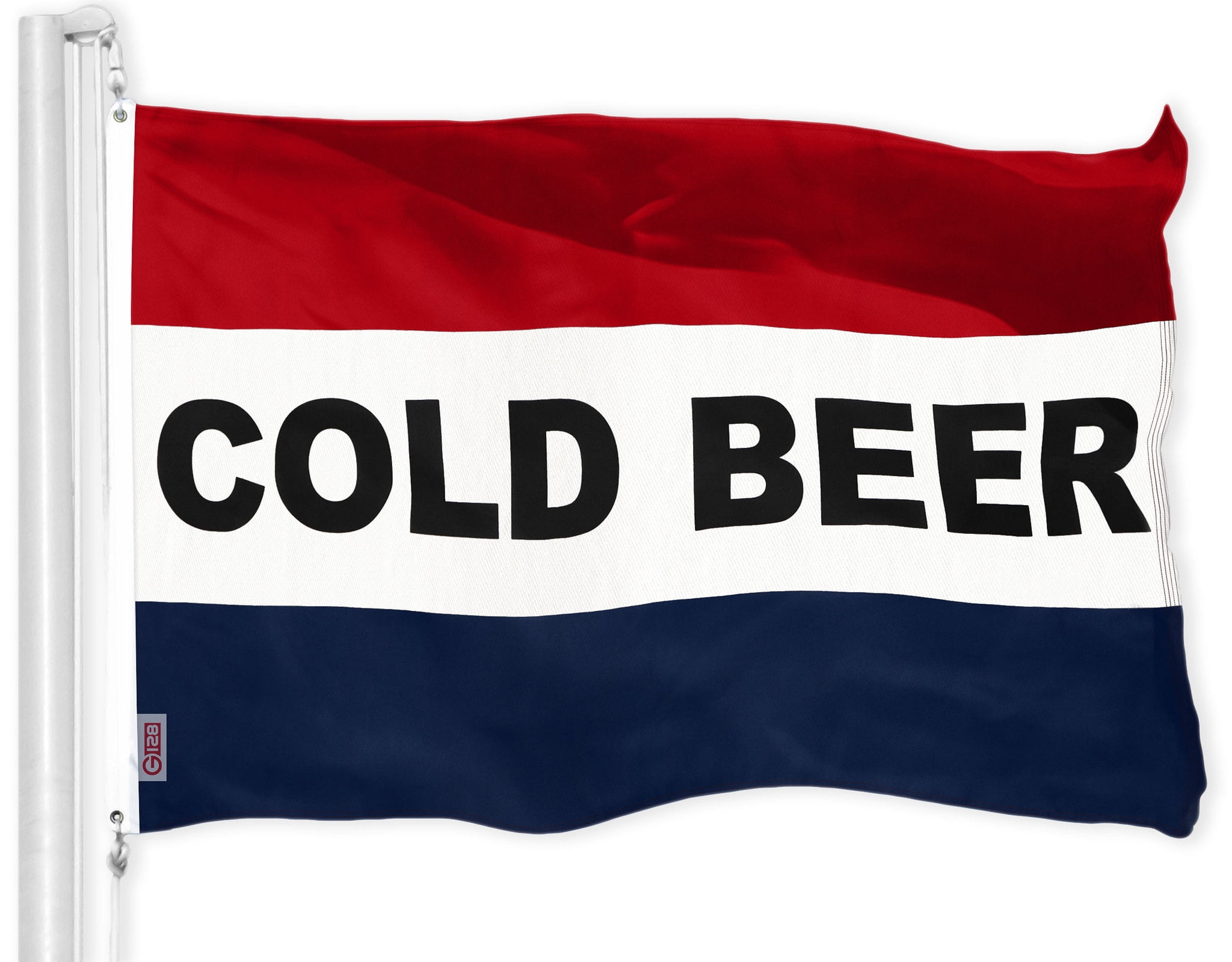 G128 Combo Flag Pack: USA American Flag 3x5 ft 150D Printed Stars & Cold Beer Flag 3x5 ft 150D Printed