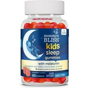 Mommy's Bliss Kids Sleep Melatonin Gummies, No Artificial Colors, Flavors or Gelatin, Strawberry Flavor, Age 3+, 60 Gummies (Packaging may vary)