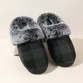 thumbnail image 5 of Tao Tao Womens Cozy Fuzzy Plaid House Slippers Memory Foam Slip on Indoor Outdoor Dark Gray 38, 5 of 9