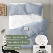 Martex EcoPure 3-Piece Organic Cotton Light Blue Solid Comforter Set, King – Comfort Wash