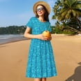 thumbnail image 4 of Naloa Blue Glitter Print Womens Summer A-Line Dress with Pockets,Short Sleeve Dresses,Flowy Beach Swing Dress for Vacation Travel, 4 of 6