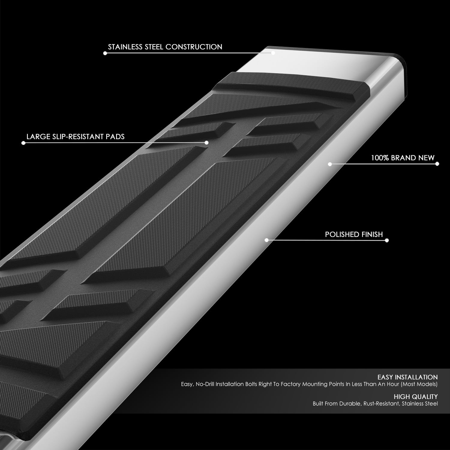 DNA Motoring 6.5" Side Step Nerf Bars Running Boards for 2022-2024 Mitsubishi Outlander