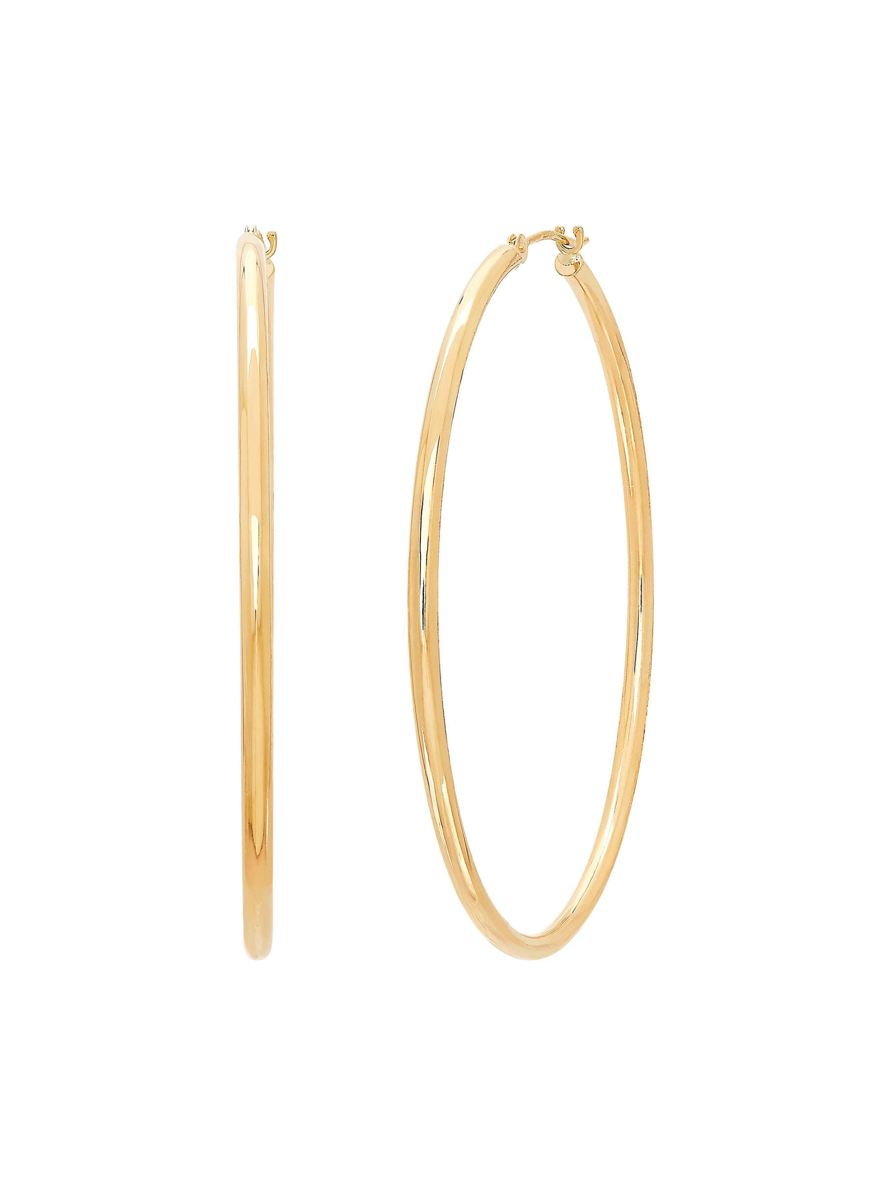 Finecraft 50 mm Round Tube Hoop Earrings in 10K Yellow Gold 