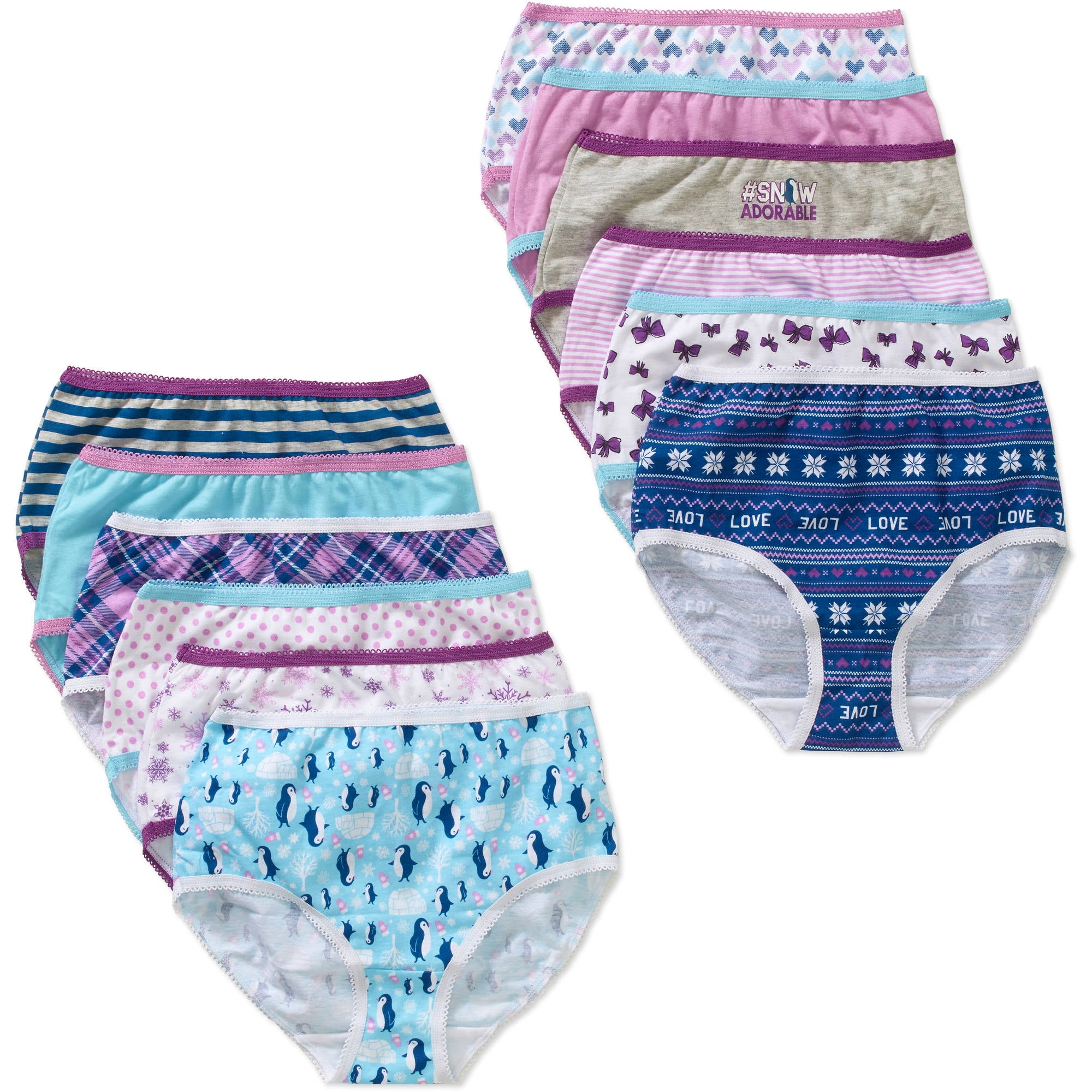 12 Days of Undies Girls Brief Panty, 12 pack