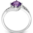 thumbnail image 2 of Sterling Silver Rhodium Plated Diamond And Amethyst Square Ring (Size 9) Made In India qr4639am-9, 2 of 5