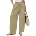thumbnail image 2 of Women's Cotton Cargo Pants High Waisted Drawstring Wide Leg Trendy Casual Baggy Pants with Pockets 2026, 2 of 7