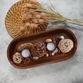 thumbnail image 5 of Wooden Dough Bowl - Dark Burnt Acacia Wood Rustic Dough Bowl - Handmade Decorative Bowls for Home Decor, Bathroom, Kitchen Counter, & More - Large Wood Dough Bowl for Decor, Cosmetics, and Keys, 5 of 9