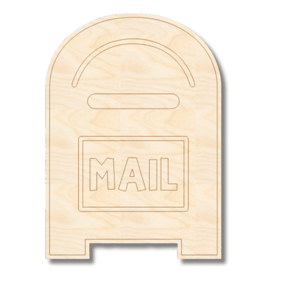 Unfinished Wood Etched Large Mail Box Shape | Paint By Line Crafts 24" / 1/8"