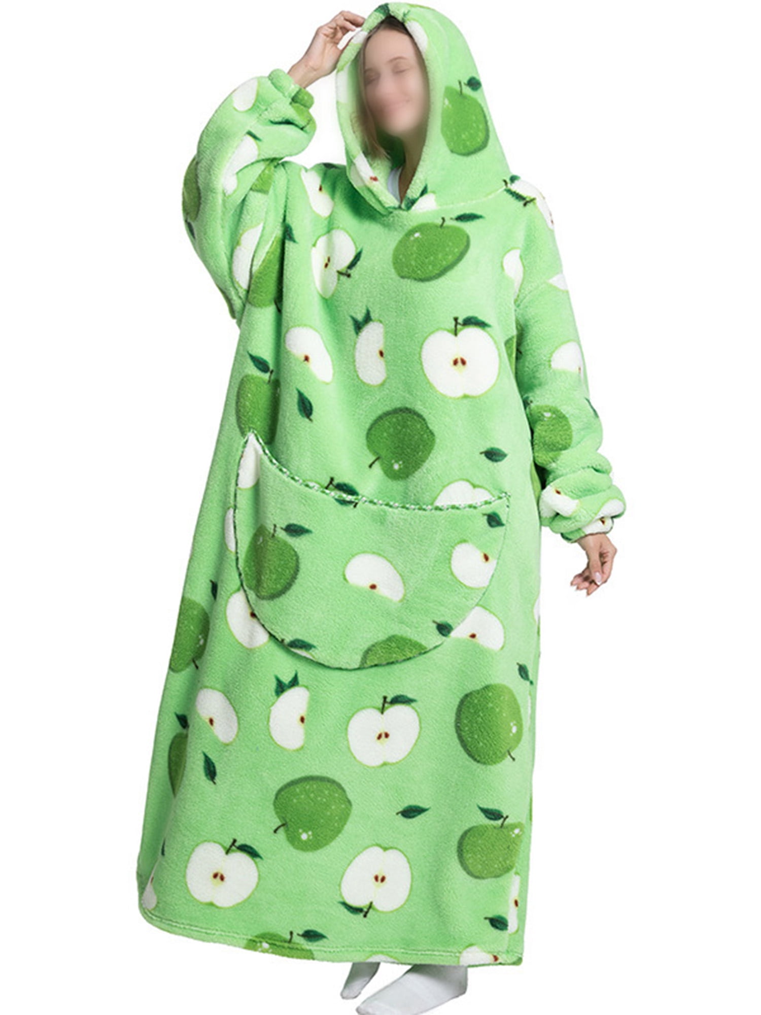 Wrcnote Women Wearable Blanket Hoodie with Kanga Pocket Sherpa Fleece Thick Warm Cozy Oversized