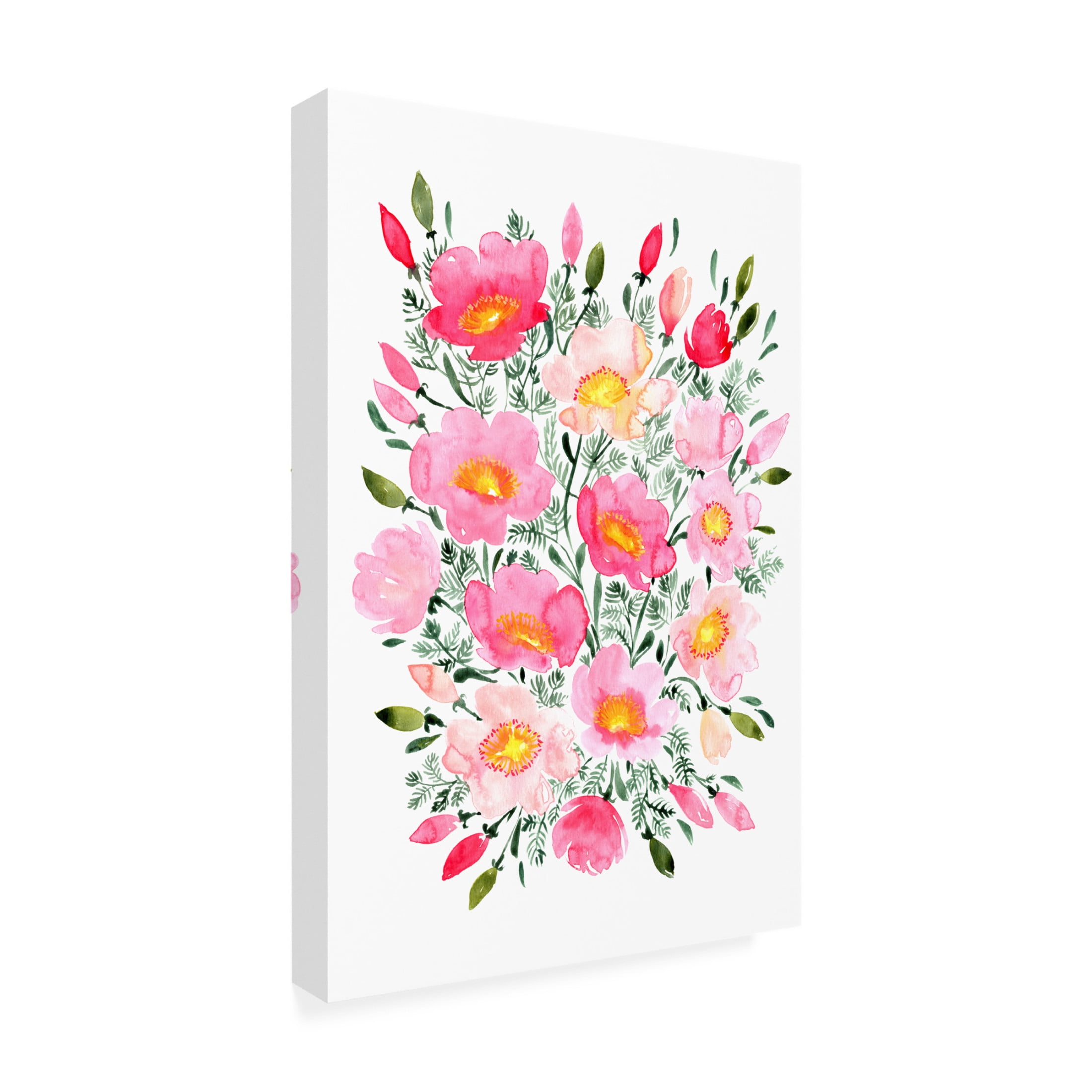 Canvas Wall Art - blursbyai 'Winterlynn Pink Bouquet' Wall Art for Living Room, Bedroom, or Office Décor by Trademark Fine Art - 12 x 19 Inches