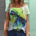 thumbnail image 2 of Camiseta informal Vintage con temática de animales para mujer, Tops básicos de manga corta con cuello redondo, Camiseta holgada con estampado de libélula 3D para mujer 2022, 2 of 5