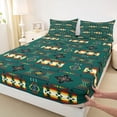 thumbnail image 4 of jejeloiu Romantic Tribal Bed Sheets,Ethnic Print Full Size Sheets For Boys,Teal Multicolor,4 Pieces,1 Flat Sheet, 1 Fitted Sheet and 2 Pillowcases, 4 of 6