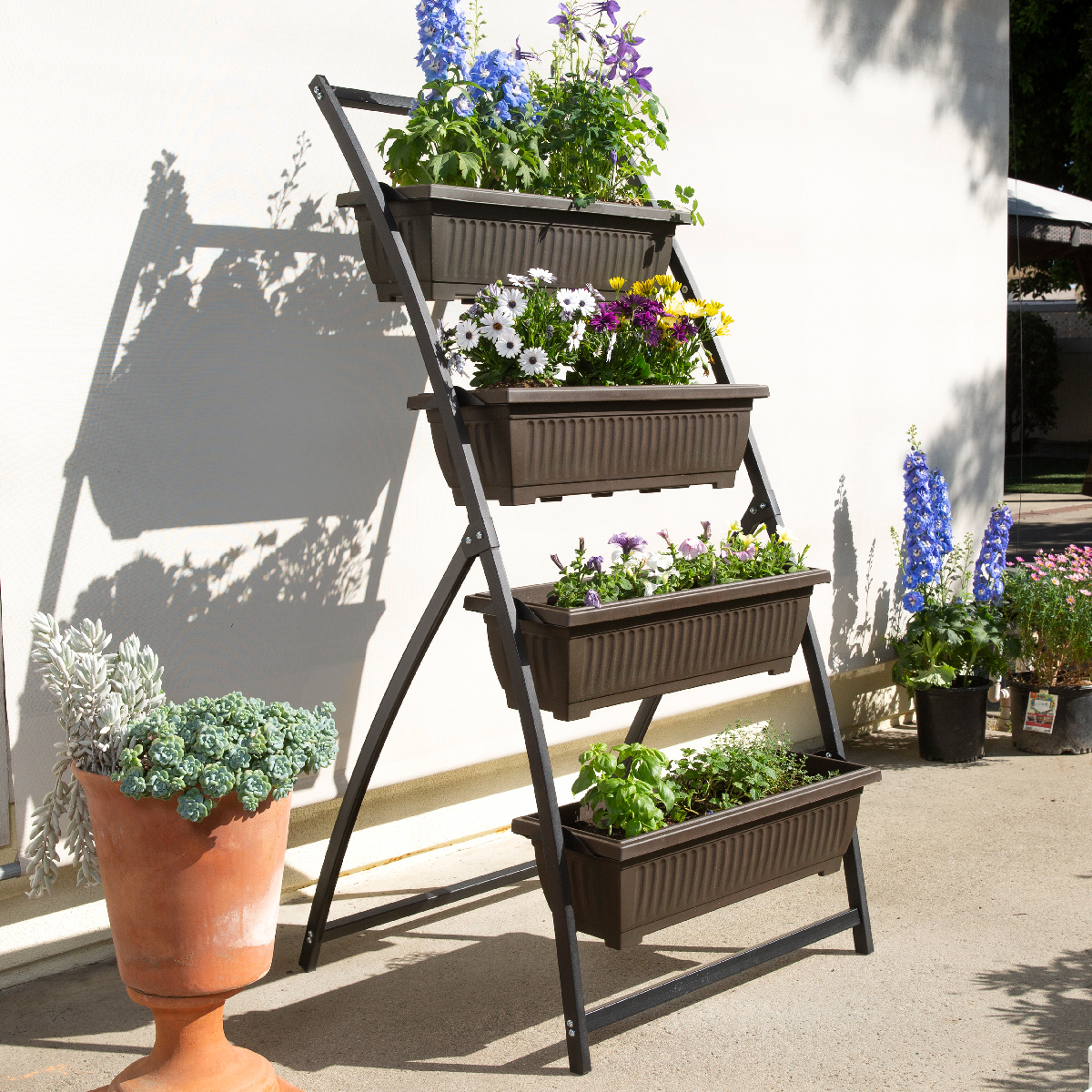 Yardeen 3 Tier Cedar Cascading Raised Planter Bed Planter Stand