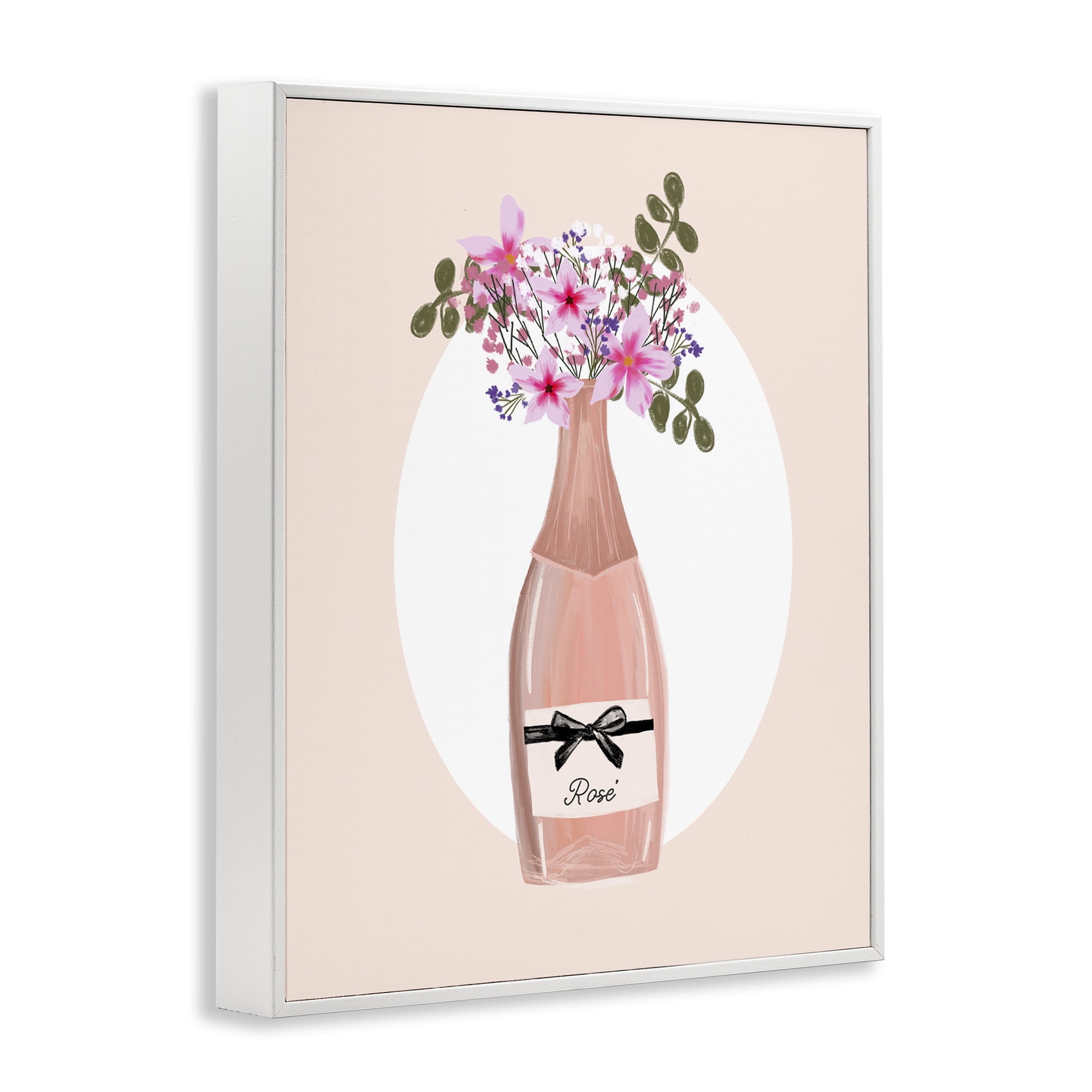 Stupell Industries Pink Lilies Champagne Food & Beverage Painting White Framed Art Print Wall Art, 24 x 30