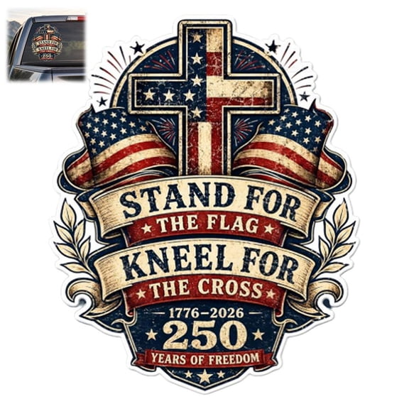 Patriotic Car Decals, American Flag Cross Eagle Vinyl Stickers for Cars Trucks Windows Bumpers Laptops,Cross Sticker,1776-2026 We The People Vehicle Decals for Glass Metal Plastic