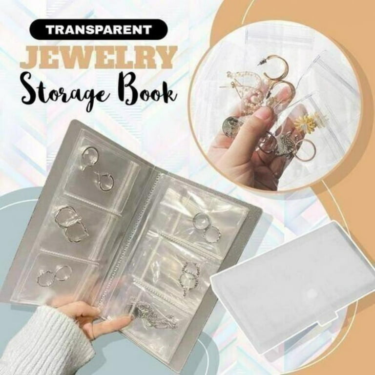 Jewelry Book, Jewelry Storage Book 120 Card Slots and 100PCS Transparent  Small Ziplock Bags for Jewelry, Travel Jewelry Organizer, Necklace Bracelet