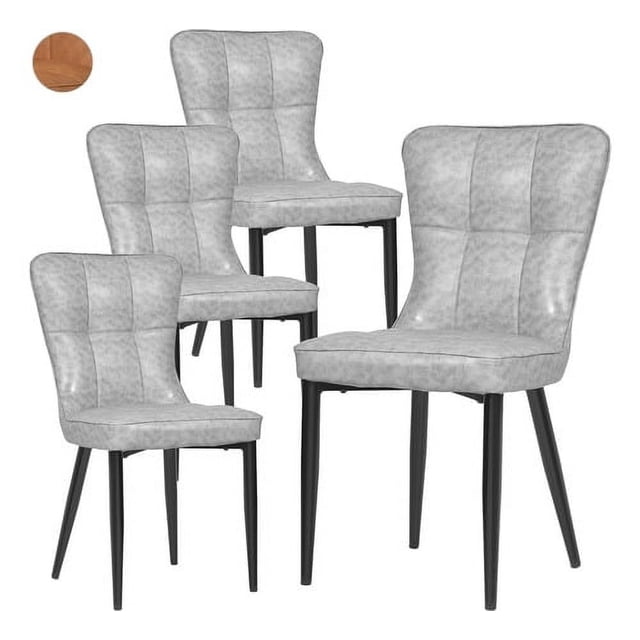 Sillas Modernas Juego Comedor Tapizadas Vinipiel Gris Houzer 4 piezas
