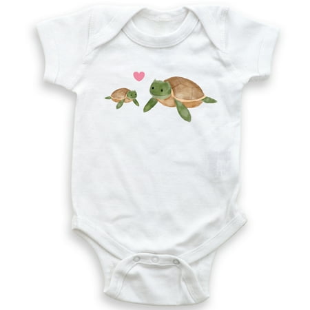 

Baby Turtle with Mama Turtle - Papa Turtle - Baby Bodysuit - Unisex Clothing - Baby Boy - Baby Girl