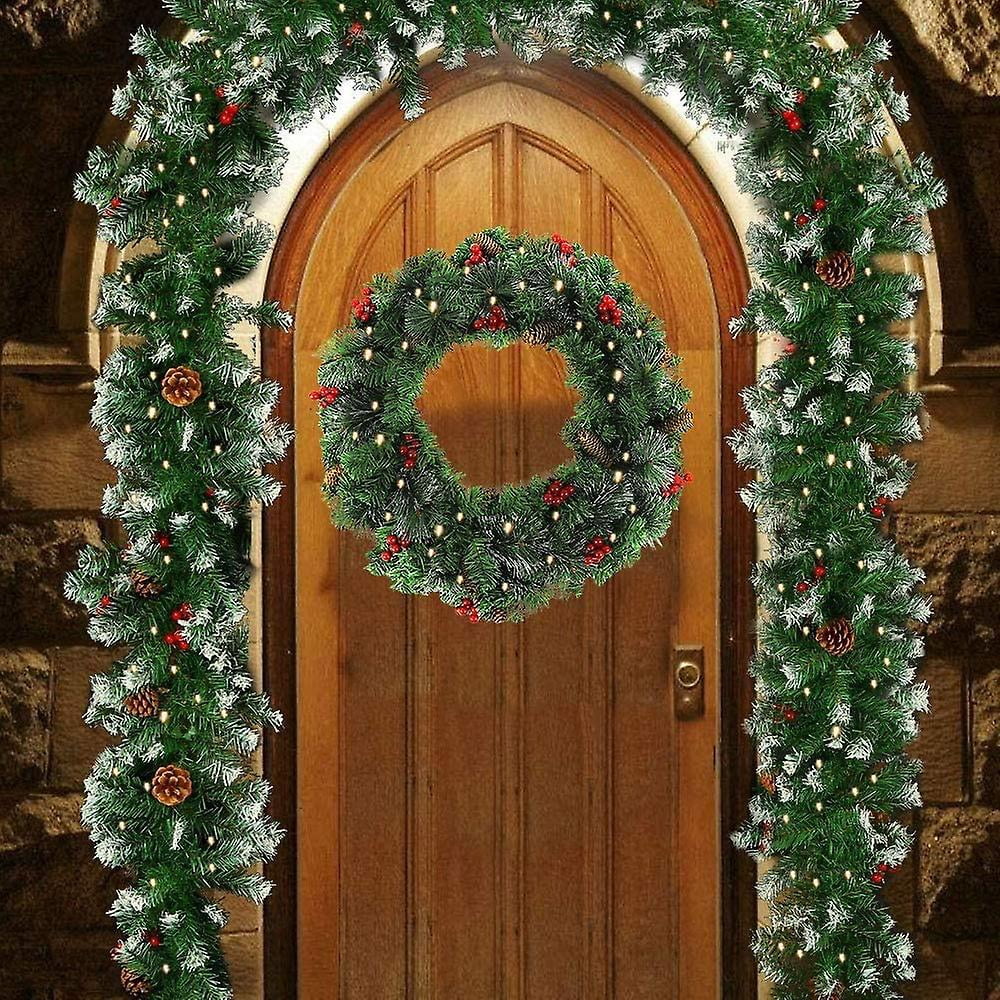 Guirlande De Noël Artificielle 170cm Avec Baies Rouges Et Pommes De Pin - Décoration Intérieure Pour Porte, Table, Cheminée