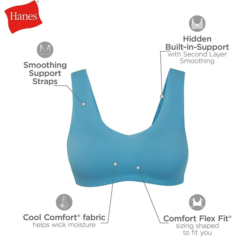 Hanes Womens Ultimate Ultra-Light Comfort Support Strap Wireless Bra, M 