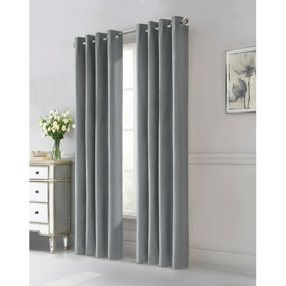 Elba Total Blackout Textured Curtain Panel 52" x 84" in Blue