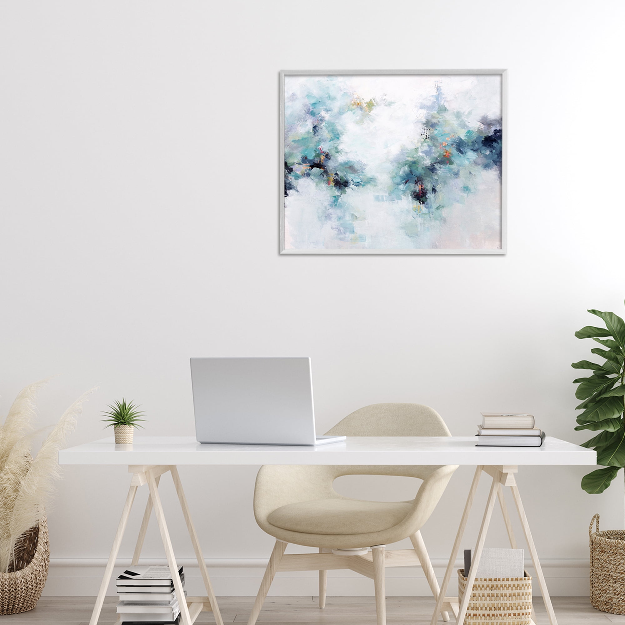 Reaching Out Abstraction White Framed Giclee Art, design by Karen Hale