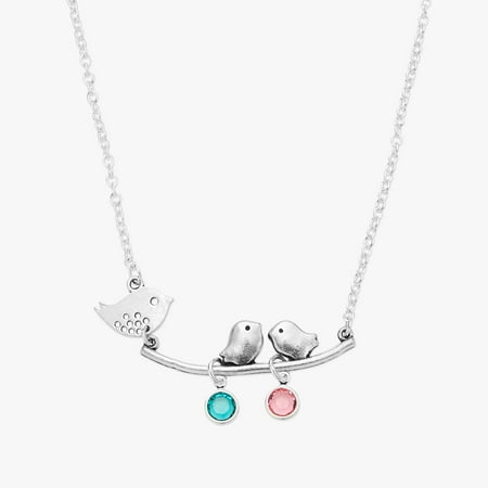 monogramonline personalized birthstone mother bird necklace with