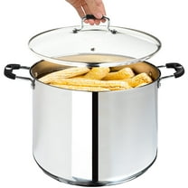 Millvado Stock Pot, Large Stainless Steel 17 Quart StockPot, Large Cooking Pot, Clear Glass Lid and Measurement Markings, Steam Hole, Induction, Gas, Electric Compatible Big Boiling Pot