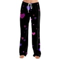 thumbnail image 4 of Pajama Pants Women Plush Fluffy Cozy Pj Bottoms Cute Heart Print Lounge Bottoms Winter Warm Fleece Sleepwear M, 4 of 5