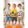 thumbnail image 2 of HILEELANG Toddler Boys T-Shirts 3 Pack, 100% Cotton Short Sleeve Tees for Kids 2-7T, Construction Vehicle & Excavator Print Summer Tops for Little Boys, 2 of 6