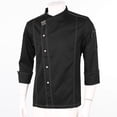 thumbnail image 4 of Haitryli Unisex Chef Jacket Coats Hotel Restaurant Kitchen Work Shirt Uniform Black Long Sleeve L, 4 of 7