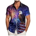 thumbnail image 3 of Leey-World Patriotic Shirts for Men Hawaiian Shirt for Men Patriotic Short Sleeve Button Down Shirt, Independence Day Gifts(Blue,3XL), 3 of 8