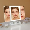 thumbnail image 3 of Yzhappy Makeup Vanity Mirror with Lights, 1X 2X 3X Magnification, Lighted , Touch Control, Trifold , Dual Power Supply, Portable LED Makeup Mirror, Women Gift (White), 3 of 6