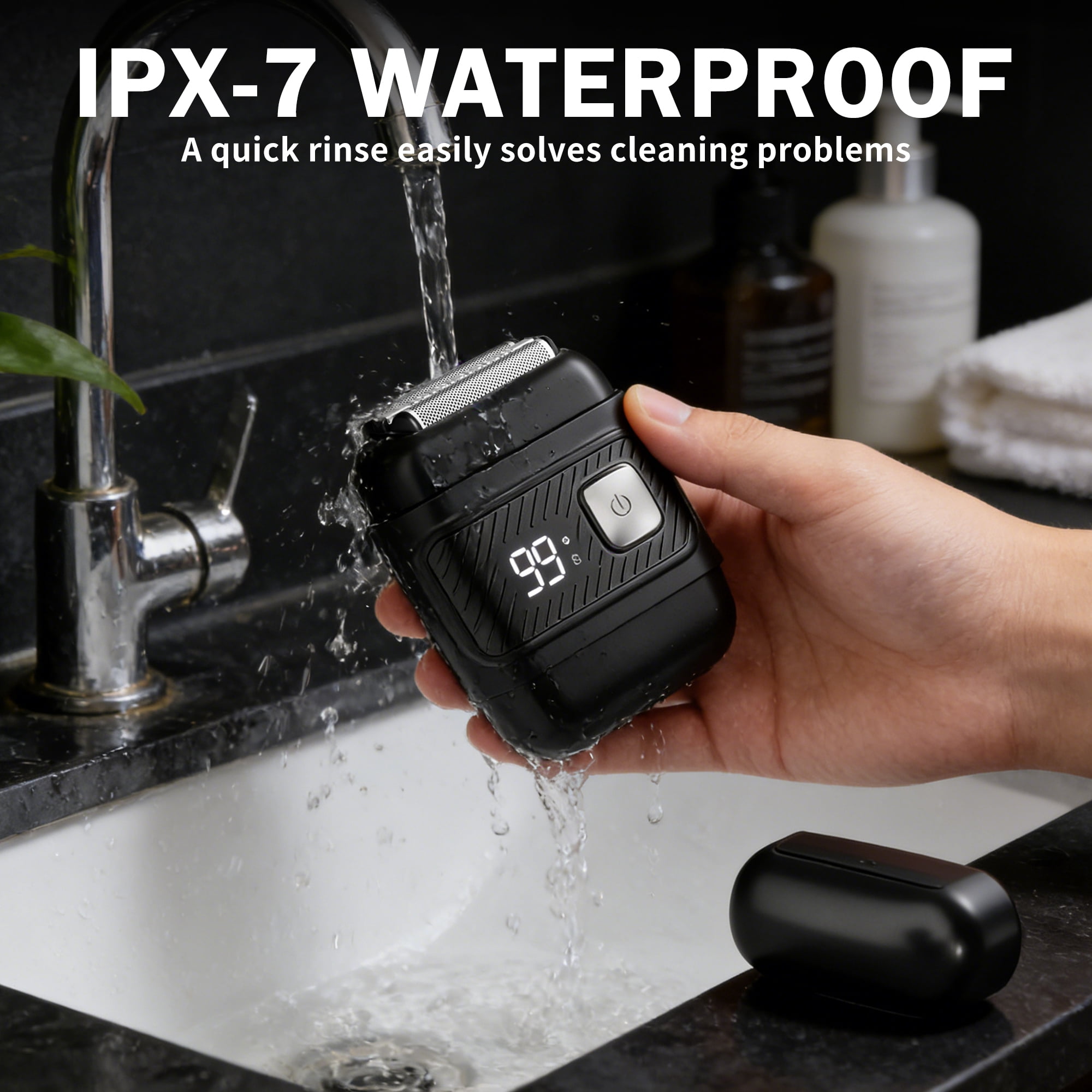Electric Foil Shaver for Men, Micro-Comb Technology & 3 Floating Blades, IPX7 Waterproof Wet/Dry Cordless Razor with LED Display, USB-C Fast Charge, Portable Travel Razor
