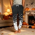 thumbnail image 4 of Domuza Halloween Pajama Pants for Men Casual Stretch Waist Drawstring Jogger Pj Pants Novelty Horror Print Comfy Soft Home Trousers Black M, 4 of 6