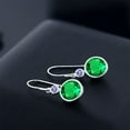 thumbnail image 3 of Gem Stone King 925 Sterling Silver Green Nano Emerald and Blue Tanzanite Hook French Fish Ear Wire Dangle Earrings for Women (3.54 Cttw, Gemstone May Birthstone, Round 8MM and Round 3MM), 3 of 3