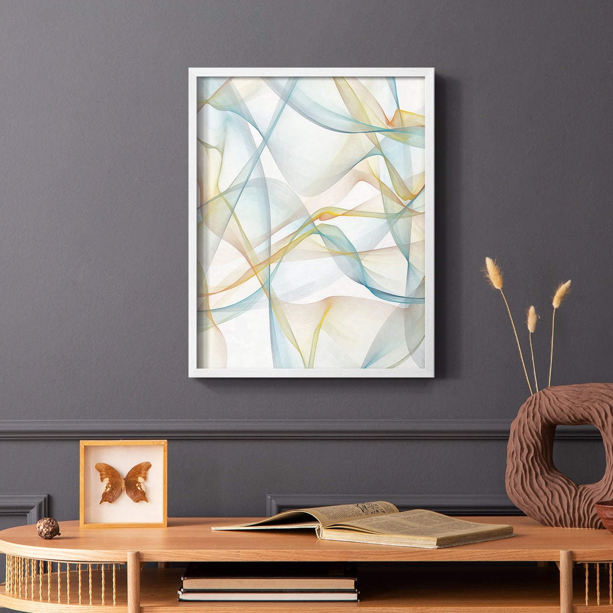 Curves and Waves IV Framed Print in White Solid Wood Framed Print No Nail Hanging