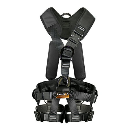 Ameristep Full Body Safety Harness - Fusion Climb Tac GT Tactical Full Body EVA Padded Heavy Duty Adjustable Zipline Harness 23kN L-XL Black