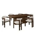 thumbnail image 3 of Christopher Knight Home 7-Piece Dining Set, 84" Walnut Rectangular Table with Beige Upholstered Armrest Chairs, 3 of 13