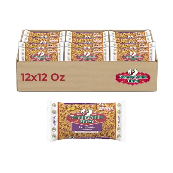 PENNSYLVANIA DUTCH Extra Wide Egg Noodle Pasta, 12-Pack, 10.5 lbs - Hearty & Absorbent for Comfort Meals