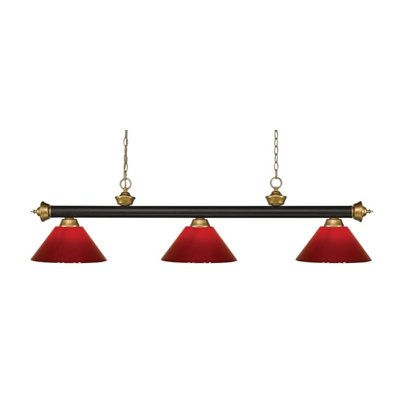 Z-Lite Riviera 3 Light Billiard Light in Bronze and Red