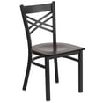 thumbnail image 1 of HERCULES Series Black ''X'' Back Metal Restaurant Chair - Walnut Wood Seat, 1 of 9