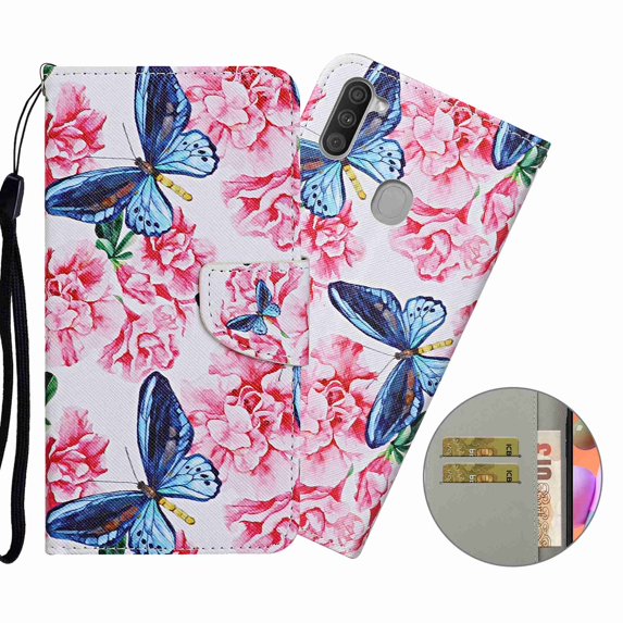 Galaxy A11 6.4 inch 2020 Released Wallet Case, Dteck Folio Flip Shockproof Kickstand Cards Slots Magnetic Clasp Wallet Case Cover for Samsung Galaxy A11 , Dragonfly Flower