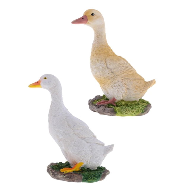 Decoración hecha del jardín para hogar de la estatua del de 2pcs, escultura animal de la estatuilla del Sharpla Estatua de pato de resina