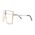 thumbnail image 3 of Womens Rhinestone Shield Lace Mesh Lens Luxury Metal Rim Sunglasses Gold Purple, 3 of 4
