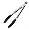 thumbnail image 2 of PVCS Premium Stainless Steel Locking Kitchen Tongs with Silicon Tips, 9 inch (Black) Heat Resistant Up To 480°F, 2 of 9