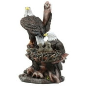 Wildlife Habitat Bald Eagle Family In Nest Statue 12H Eagle Mate With Nestlings