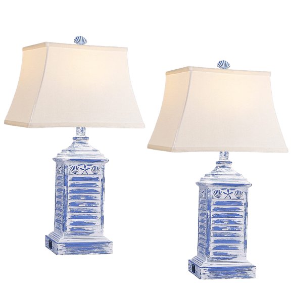 Set of 2 Touch Control Table Lamp with USB Ports,3-Way Dimmable